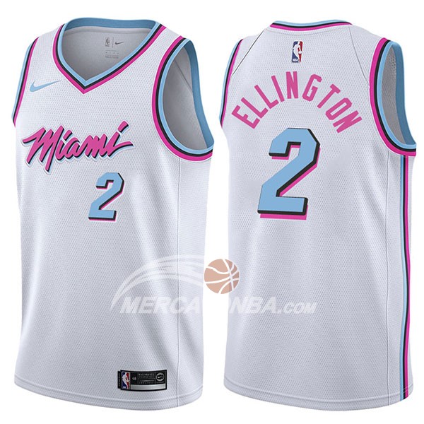 Maglia NBA Miami Heat Wayne Ellington Ciudad 2017-18 Bianco